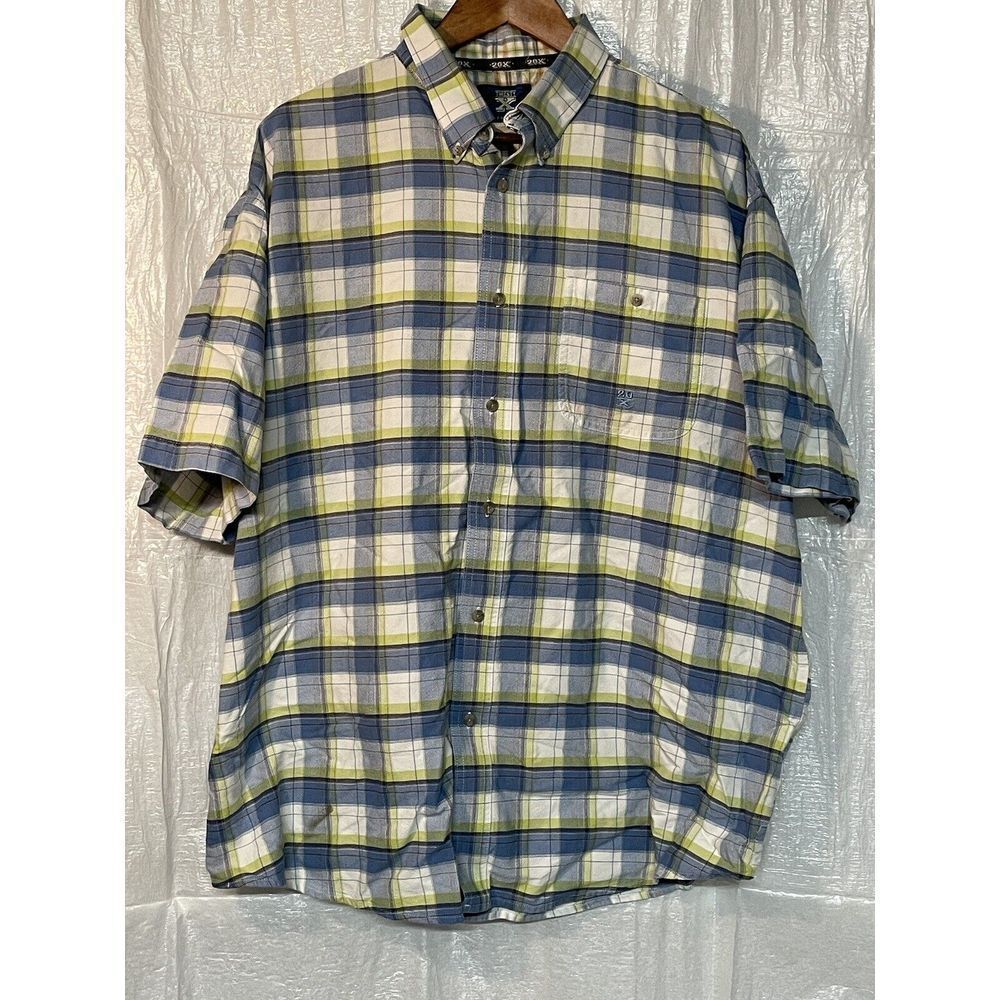 Twenty X Wrangler Plaid Button Up Short Sleeve Casual Shirt XXL